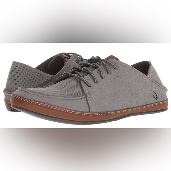 Olukai Men’s Kauwela Lace Shoes in Charcoal Like New Rare Size 9 - Picture 1 of 16